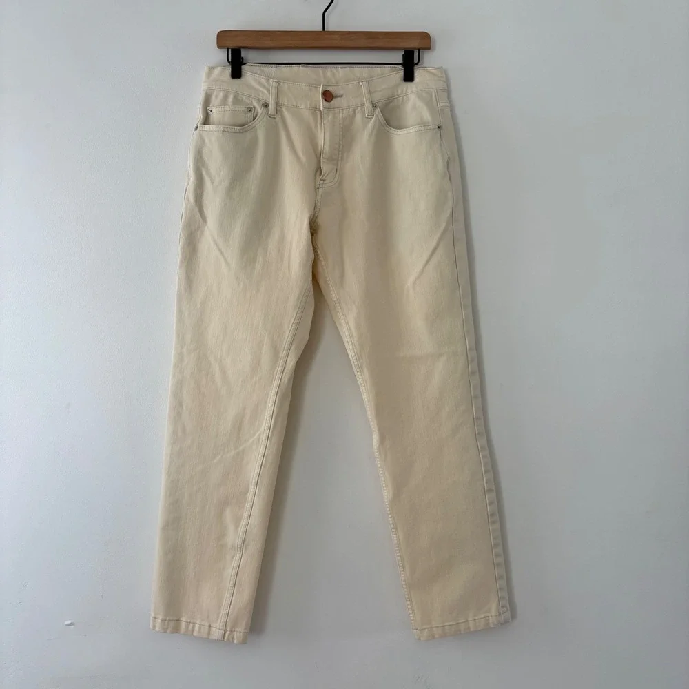 Mugsy Jeans Masons Coolmax Mens Cream Off White Stretch Chino Pants FLXCCW-35X29